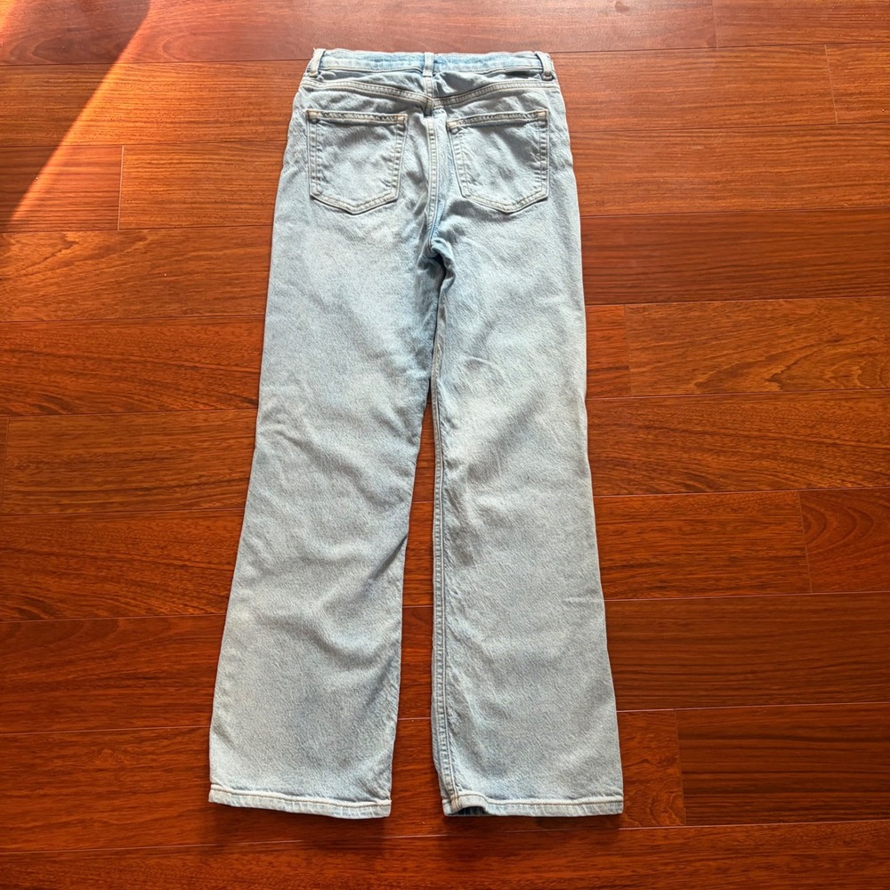Boyish Women High Rise Wide Leg Jeans 26 Light Wash Button Fly Sustainable Denim